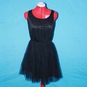 Black Dress With Mesh Overlay